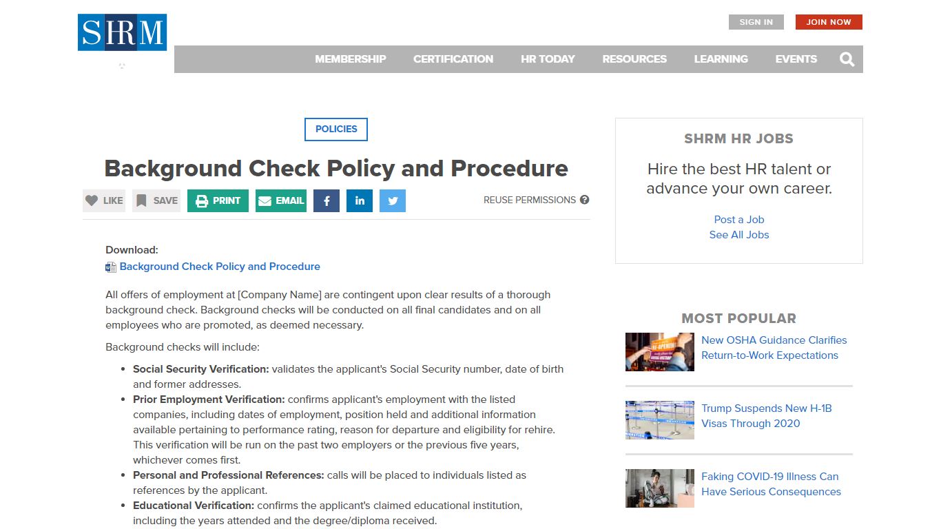 Background Check Policy and Procedure - SHRM